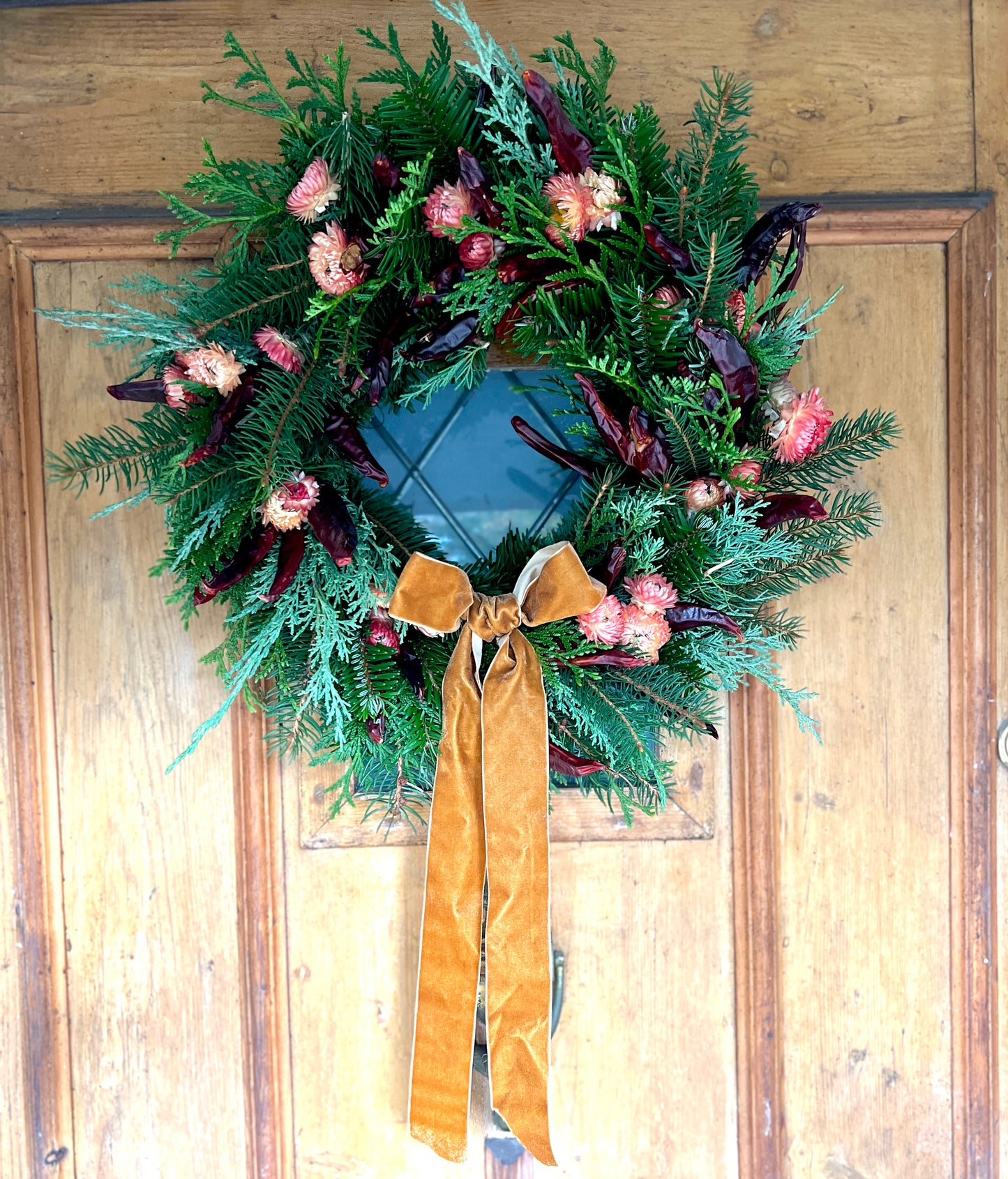 Luxury Red Hot Chilli Flower Christmas wreath - pre order