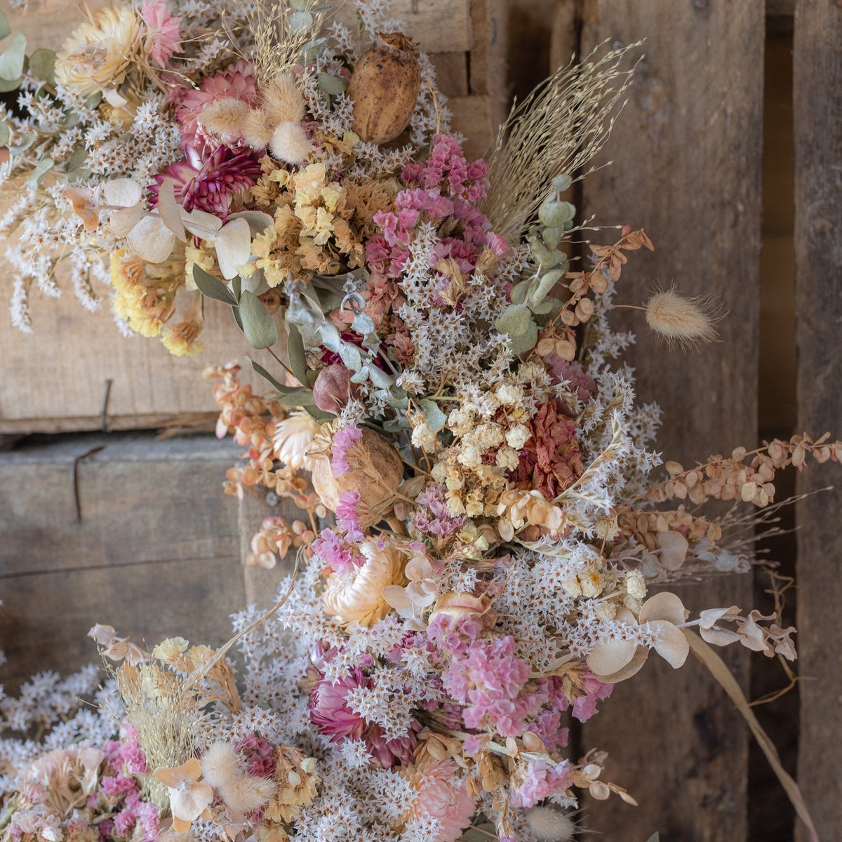 Dried Flower Wreath - pastels