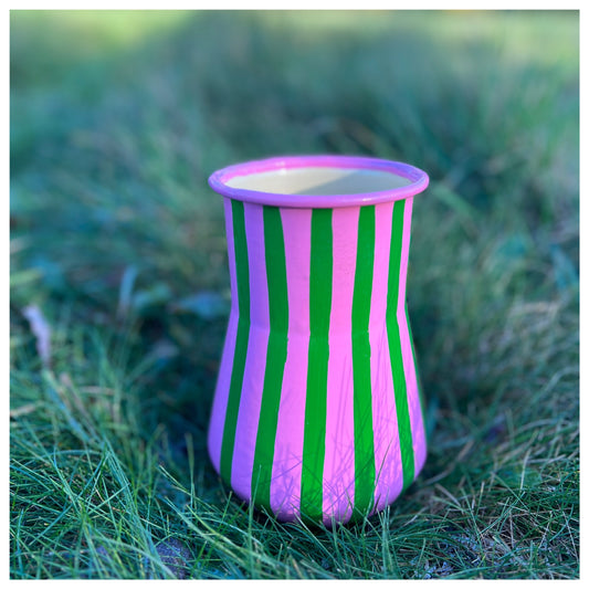 Hand painted vase - Pink & green